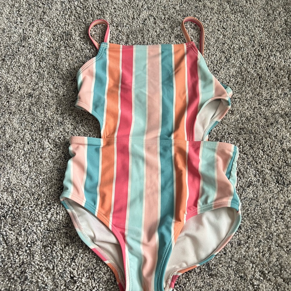 OshKosh B'gosh Kids Striped One Piece Swimsuit - Pink, Orange, Blue